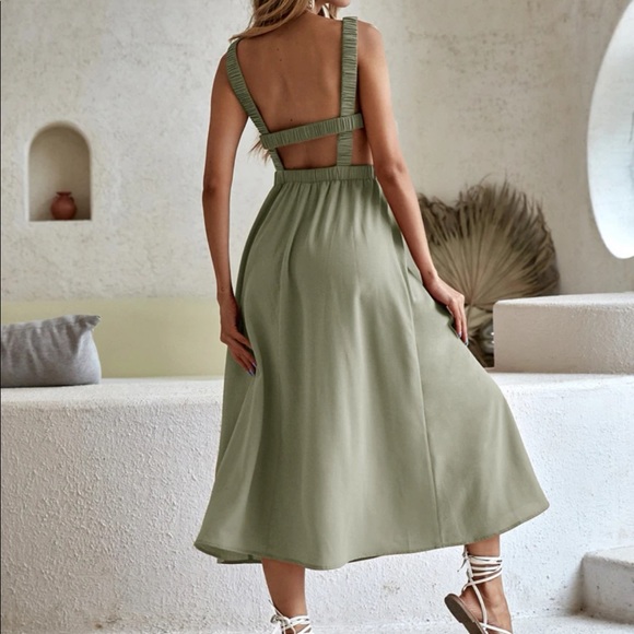 Bohemian Rust Orange Cutout Backless Midi Dress XS S M L - Picture 6 of 6